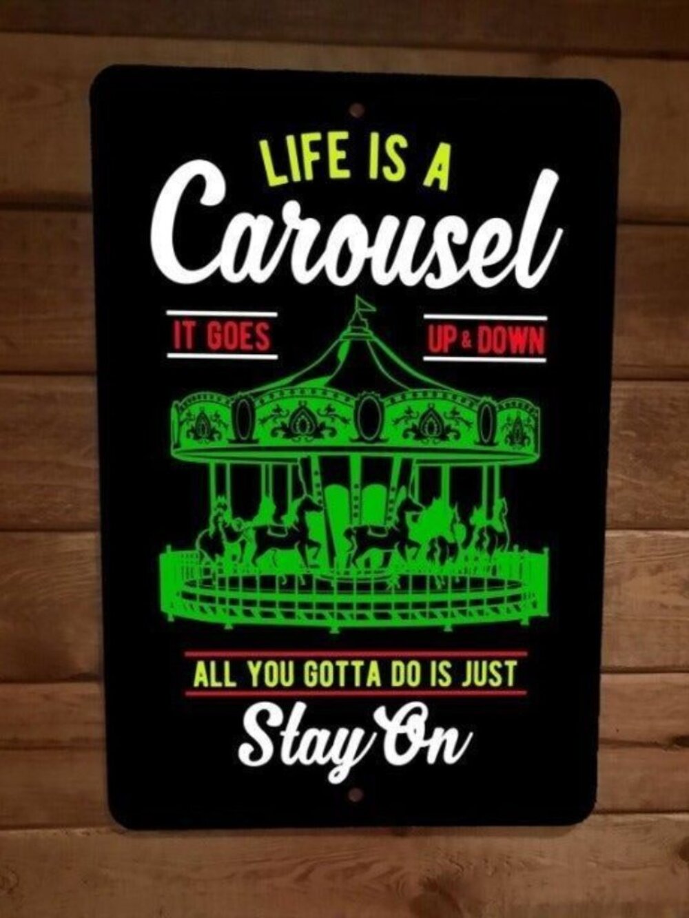 Life‎ is A Carousel All You Gotta Do is Just Stay On 8x12 Metal Wall Sign